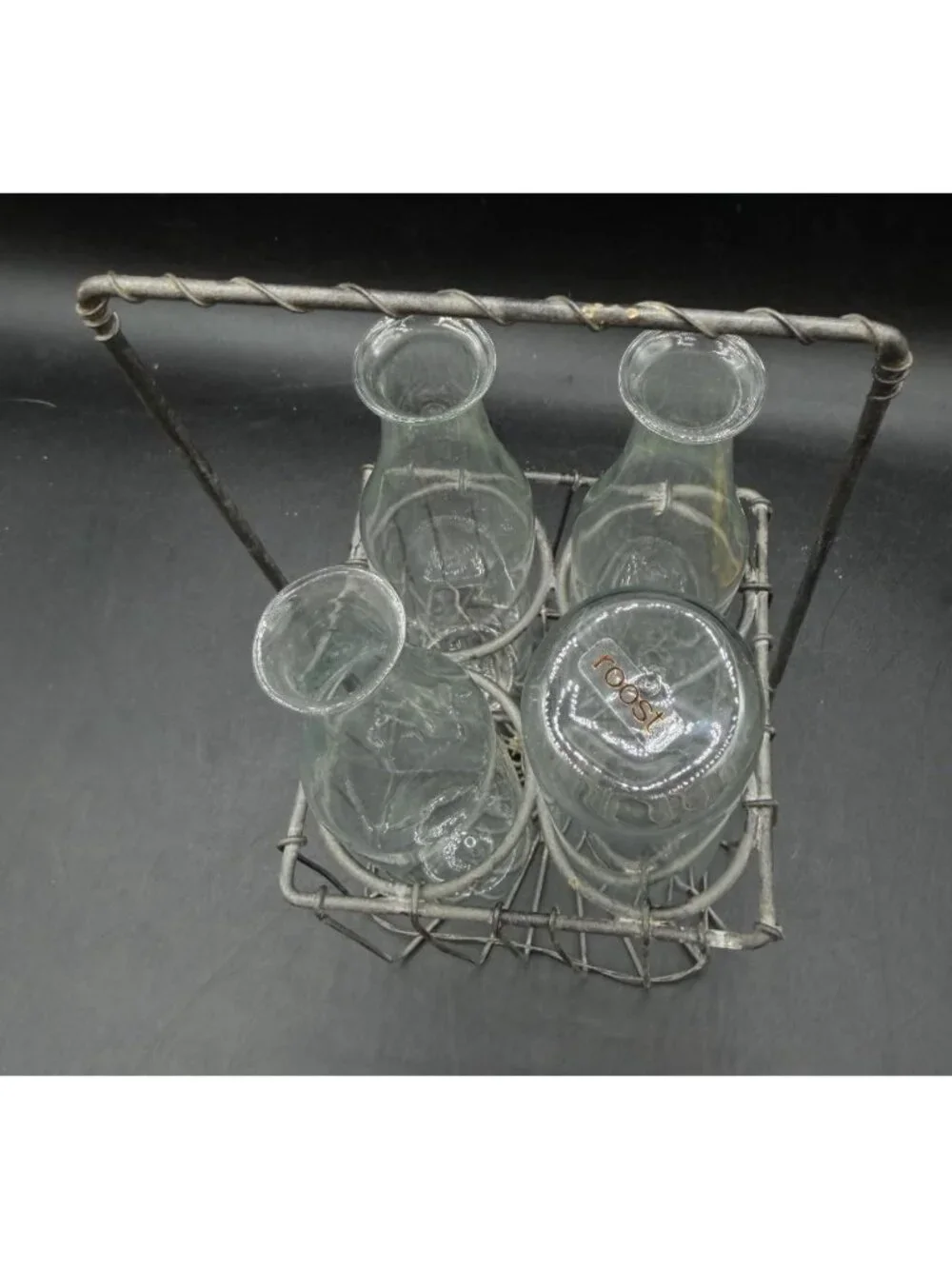 Milk Crate 4 Roost Milk Bottle Pitcher Vase Industrial Metal Rack